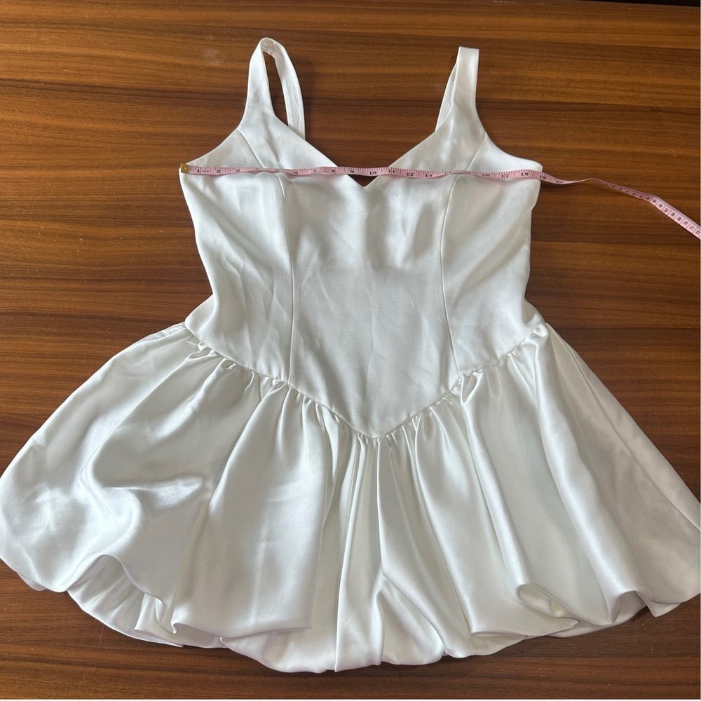 Bardot Oria White Bubble Satin Mini Dress, Bridal Bachelorette Girly REVOLVE XL - Picture 6 of 15
